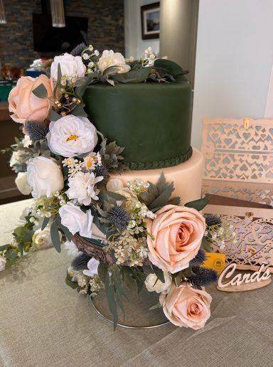 Bespoke Olive Green & Cream Wedding Cake Bedfordshire