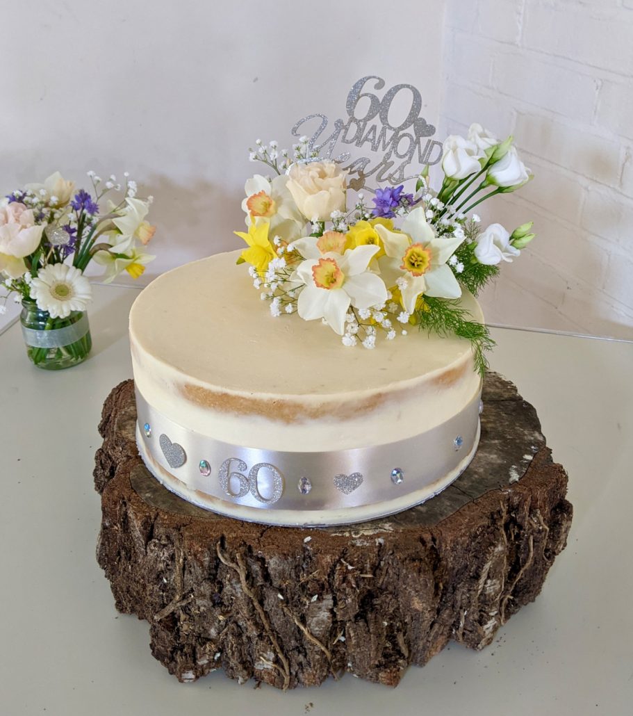 Spring Flowers 60th Anniversary 60th Wedding Anniversary Cake with spring flowers