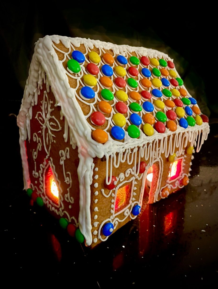 Illuminated iced, ginger-bread house Illuminated iced, ginger-bread house